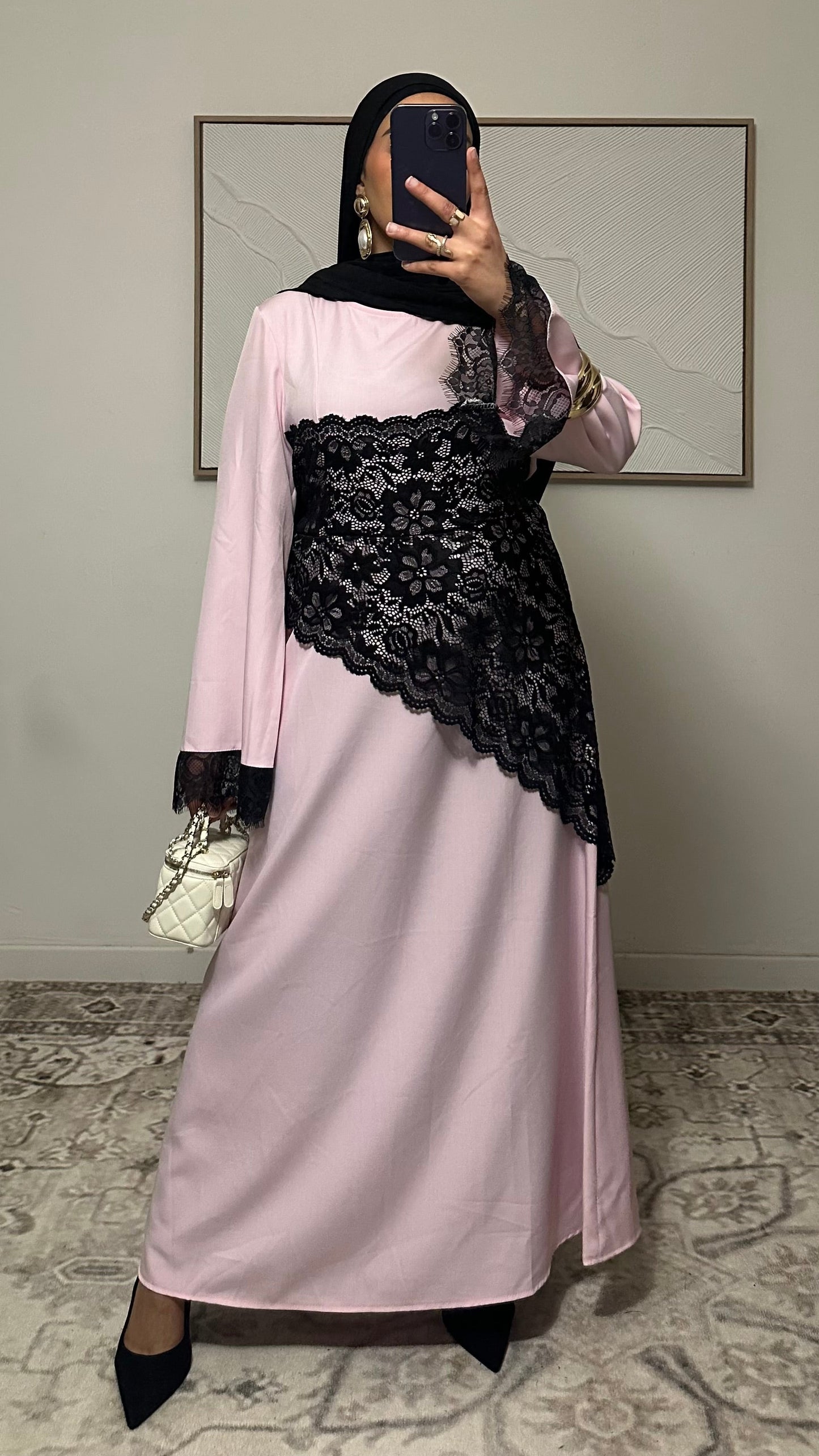 Robe longue en dentelle