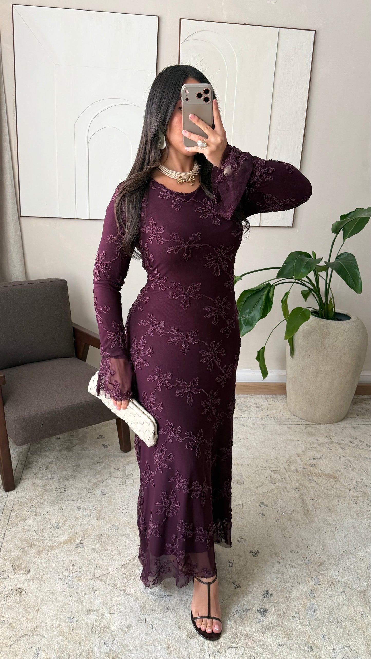 Robe à relief prune | Amira