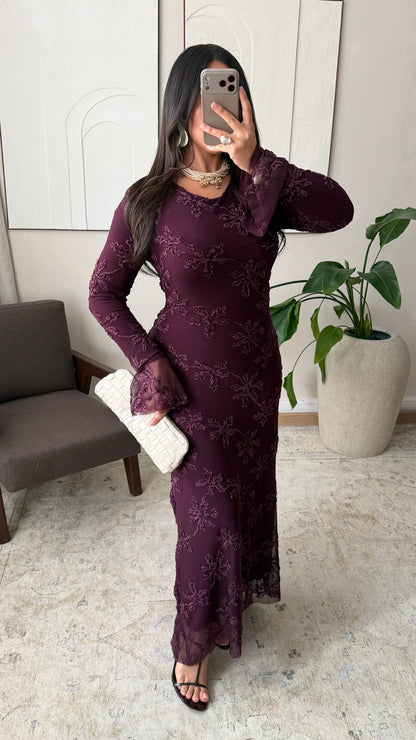 Robe à relief prune | Amira