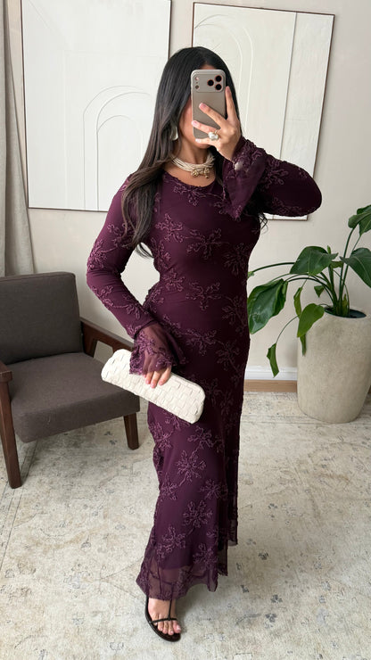Robe à relief prune | Amira