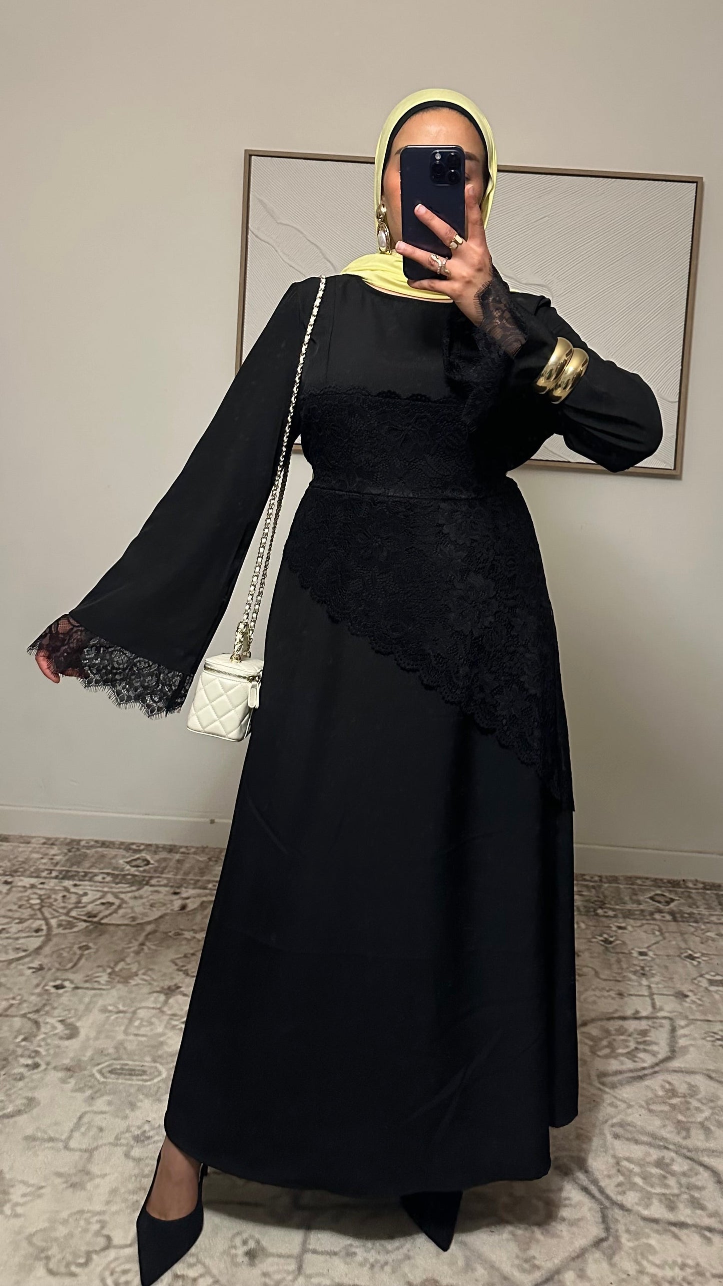 Robe longue en dentelle