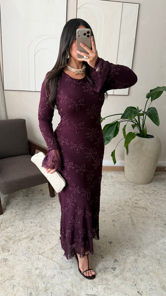 Robe à relief prune | Amira