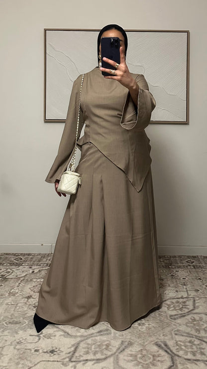 Ensemble asymétrique jupe | Beige