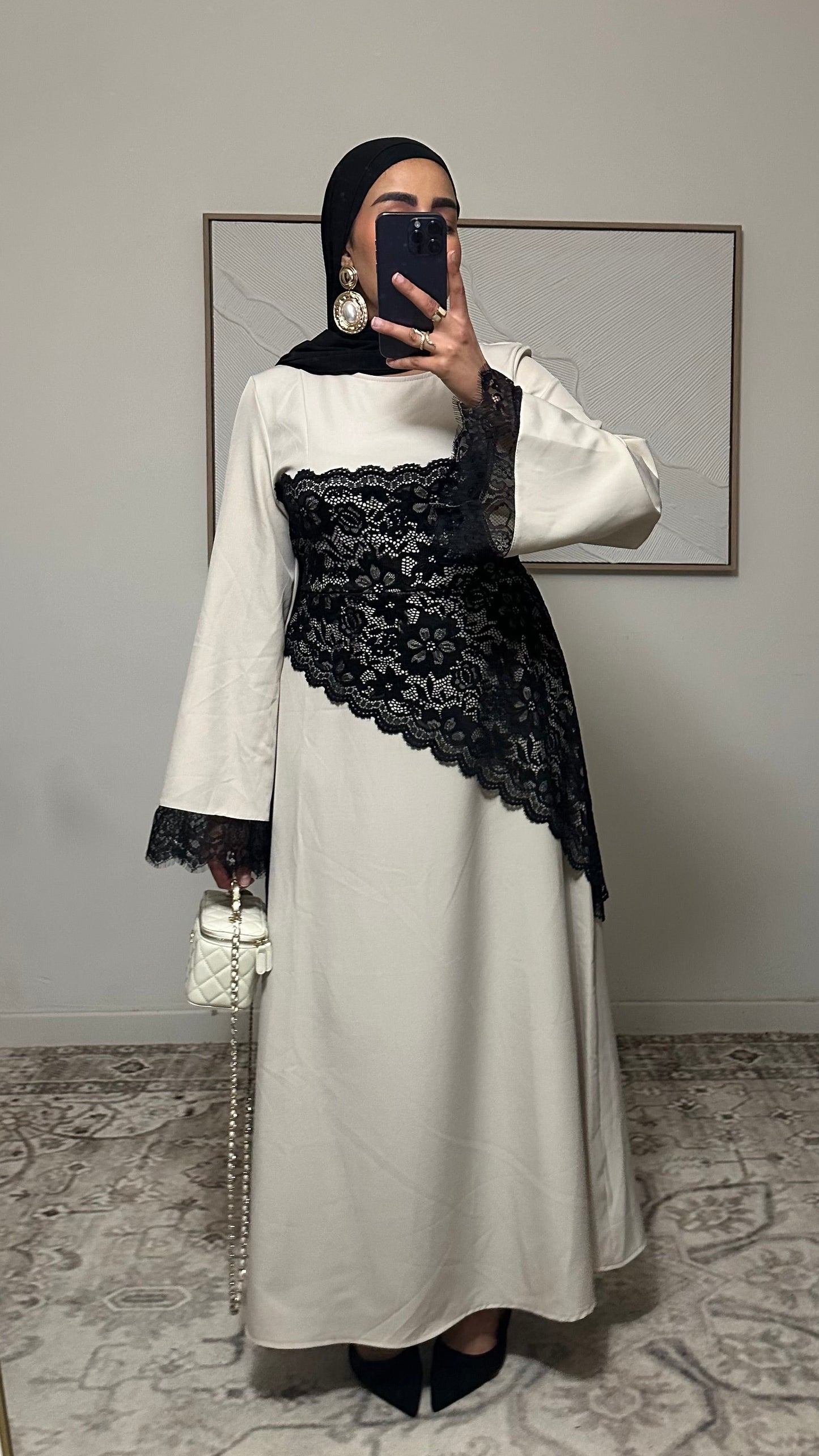 Robe longue en dentelle