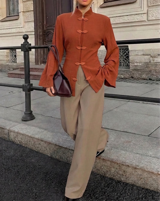 Blouse asiatique à col Mao | Sirine