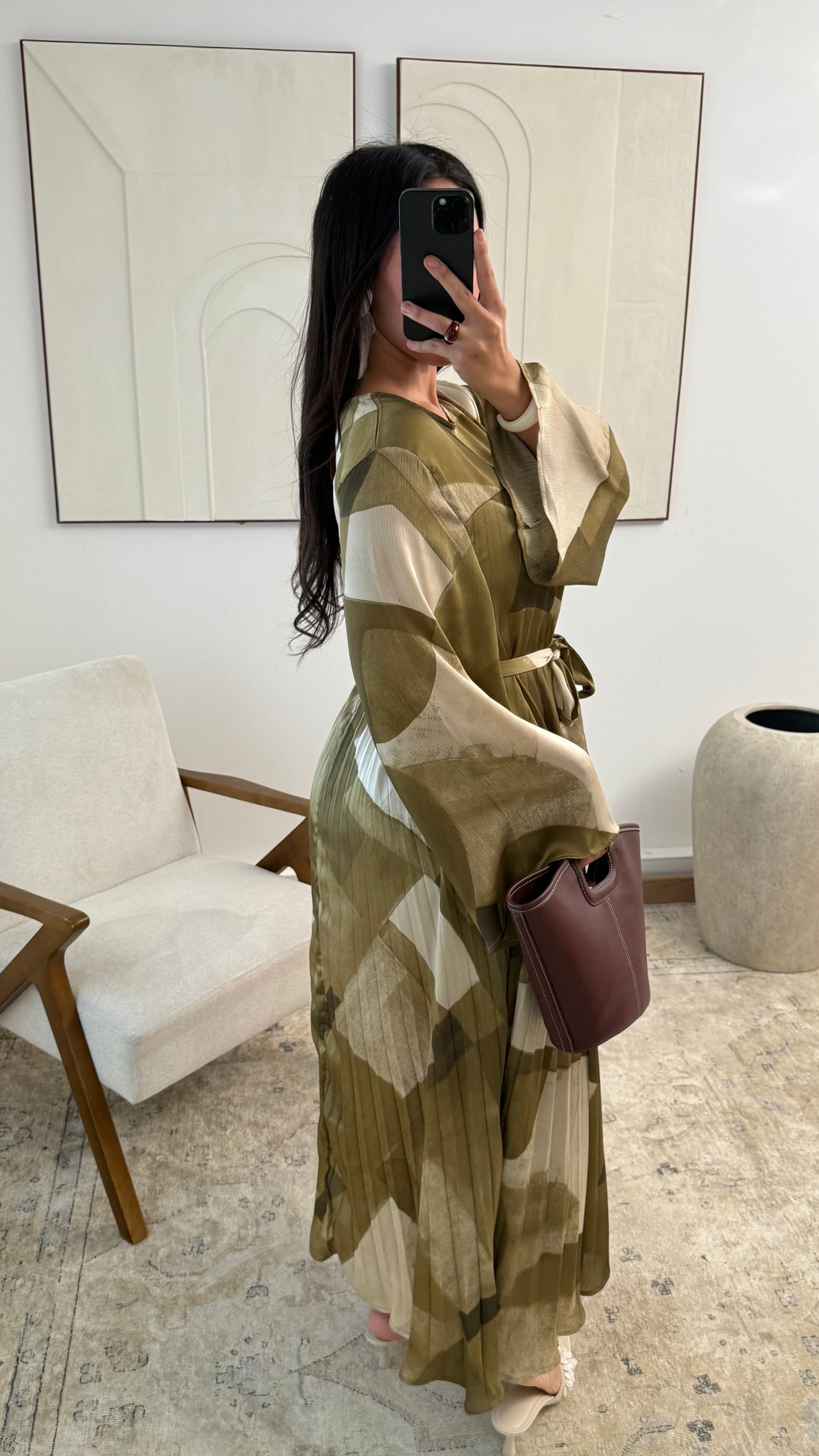 Robe longue plissée