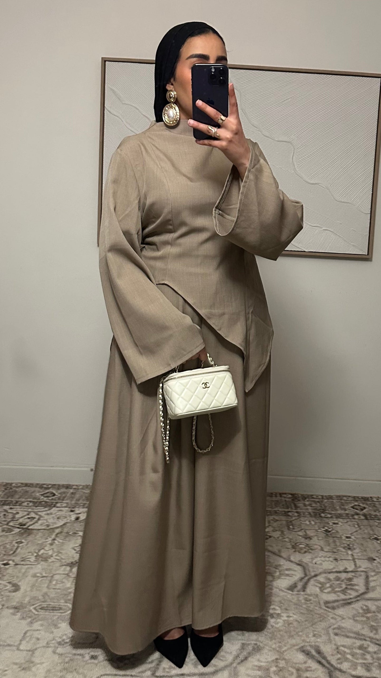 Ensemble asymétrique jupe | Beige