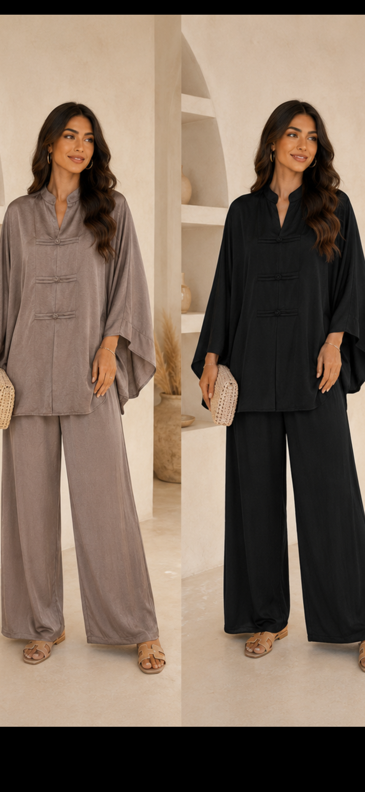 Ensemble avec pantalon fluide. TU : 36-44/46