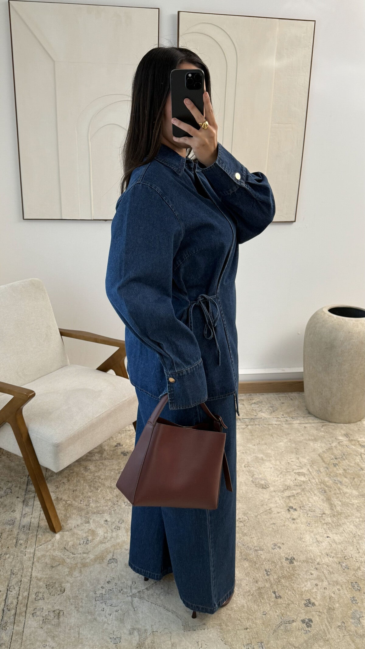 Ensemble en jean pantalon et haut asymétrique | Sana