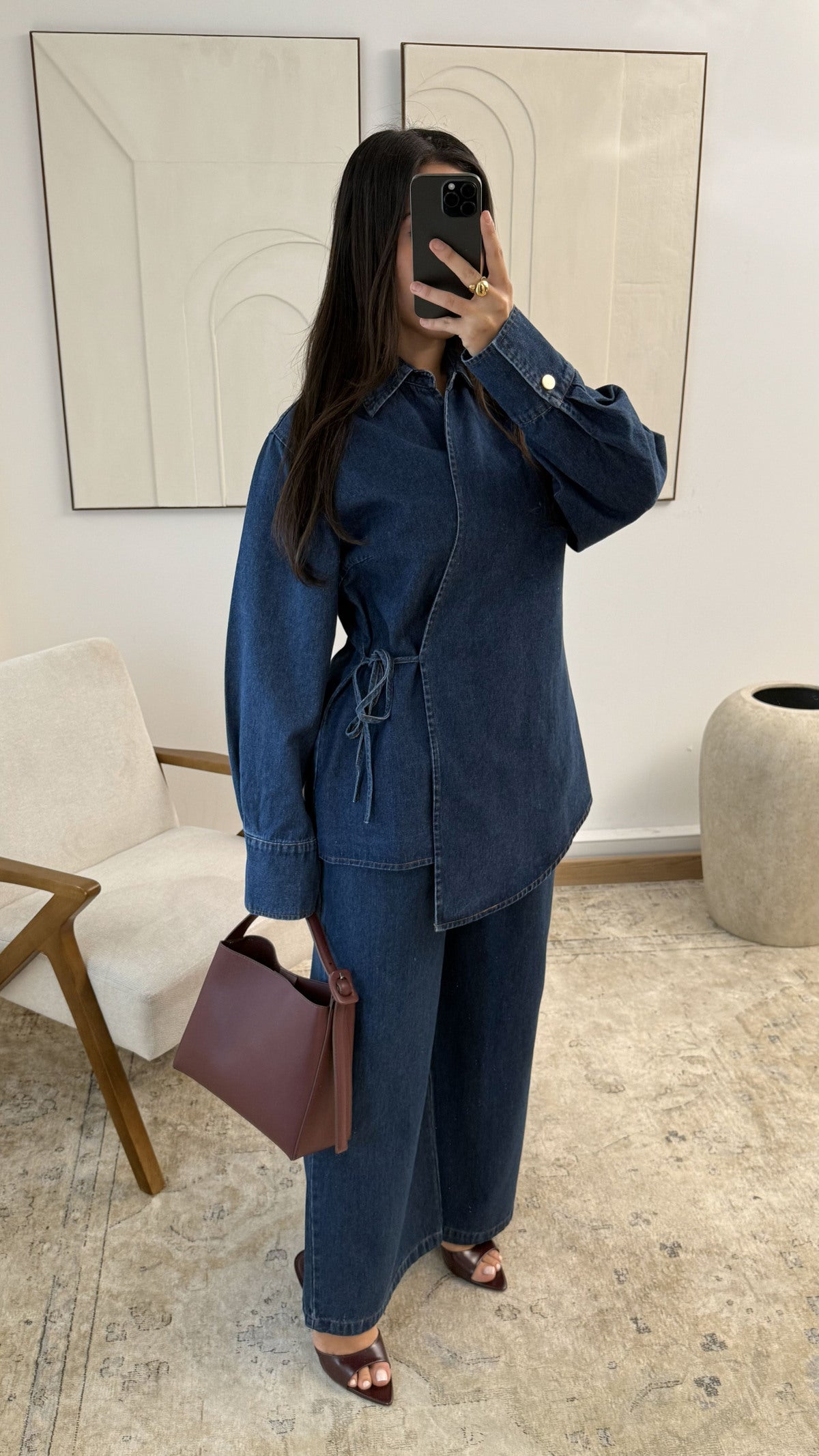 Ensemble en jean pantalon et haut asymétrique | Sana