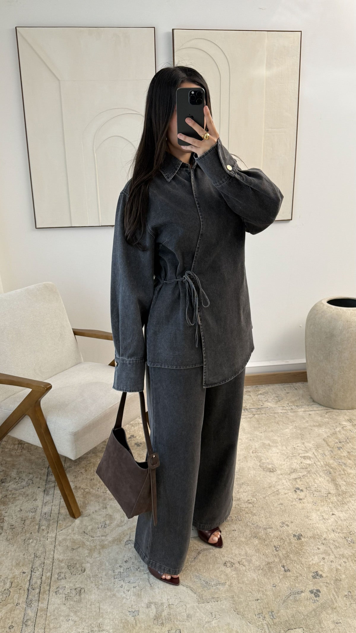 Ensemble en jean pantalon et haut asymétrique | Sana