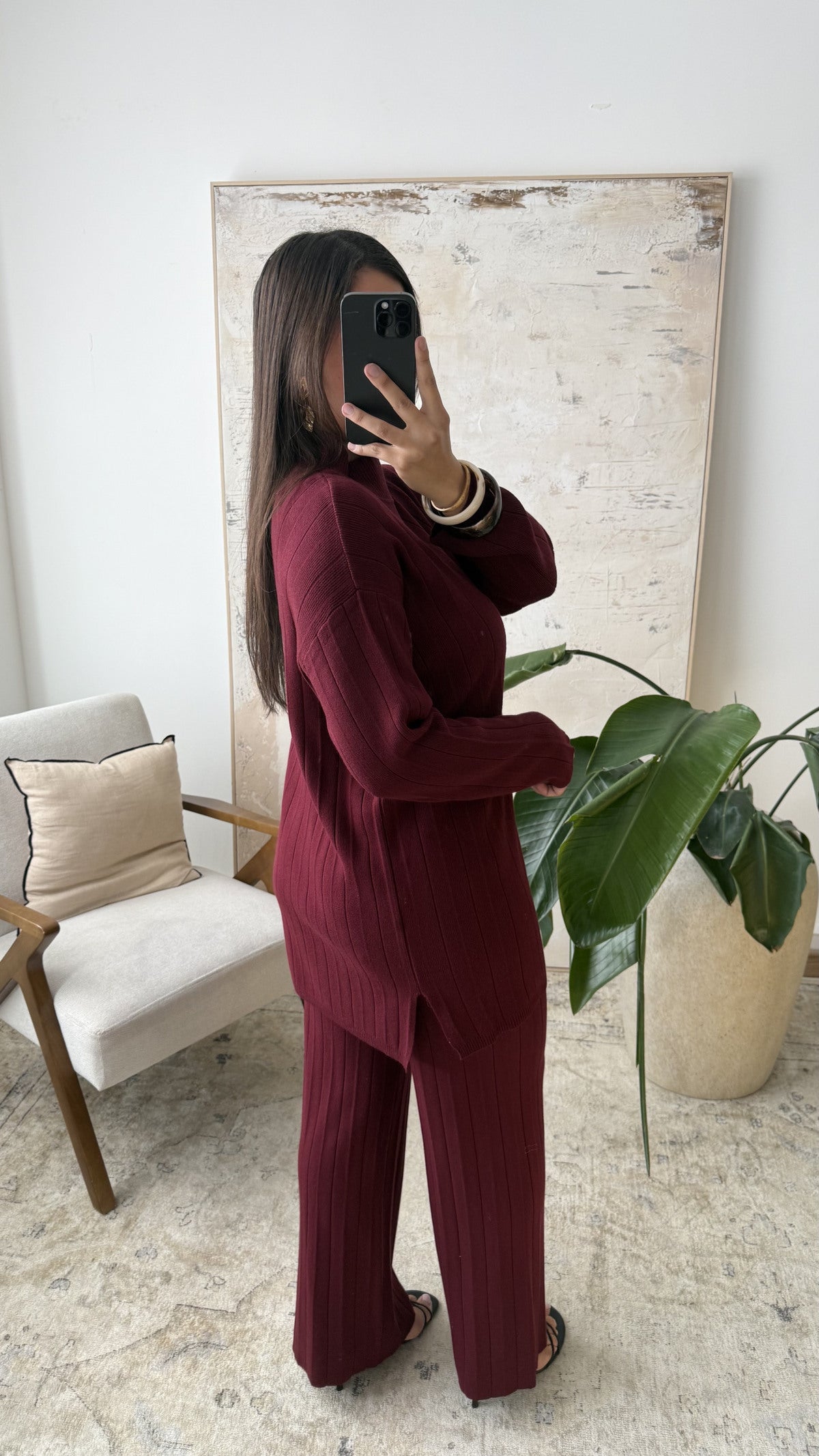 Ensemble côtelé col chemise | Noura