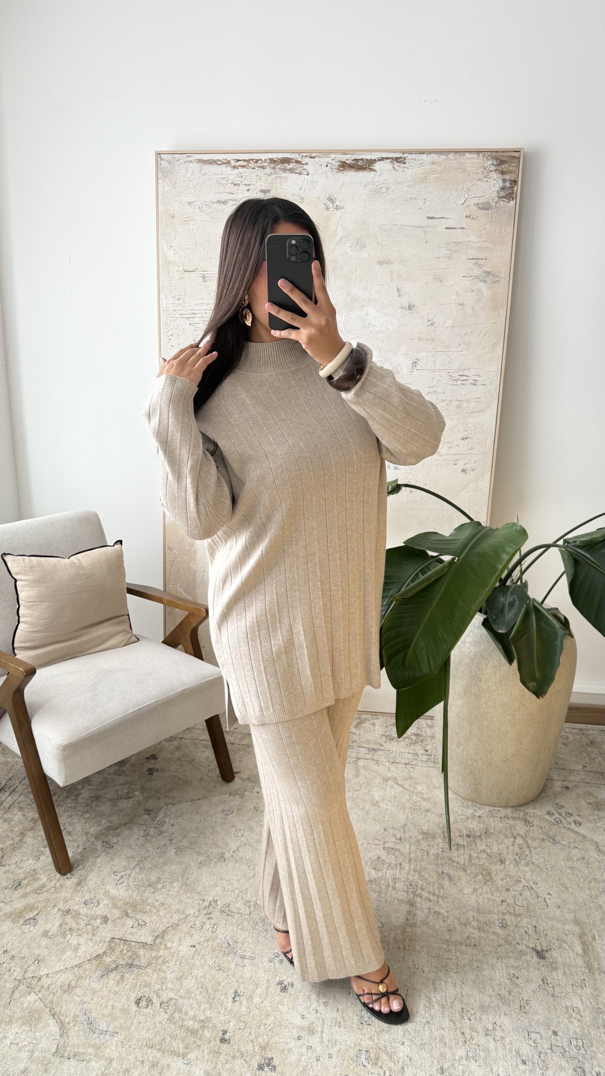 Ensemble côtelé col chemise | Noura