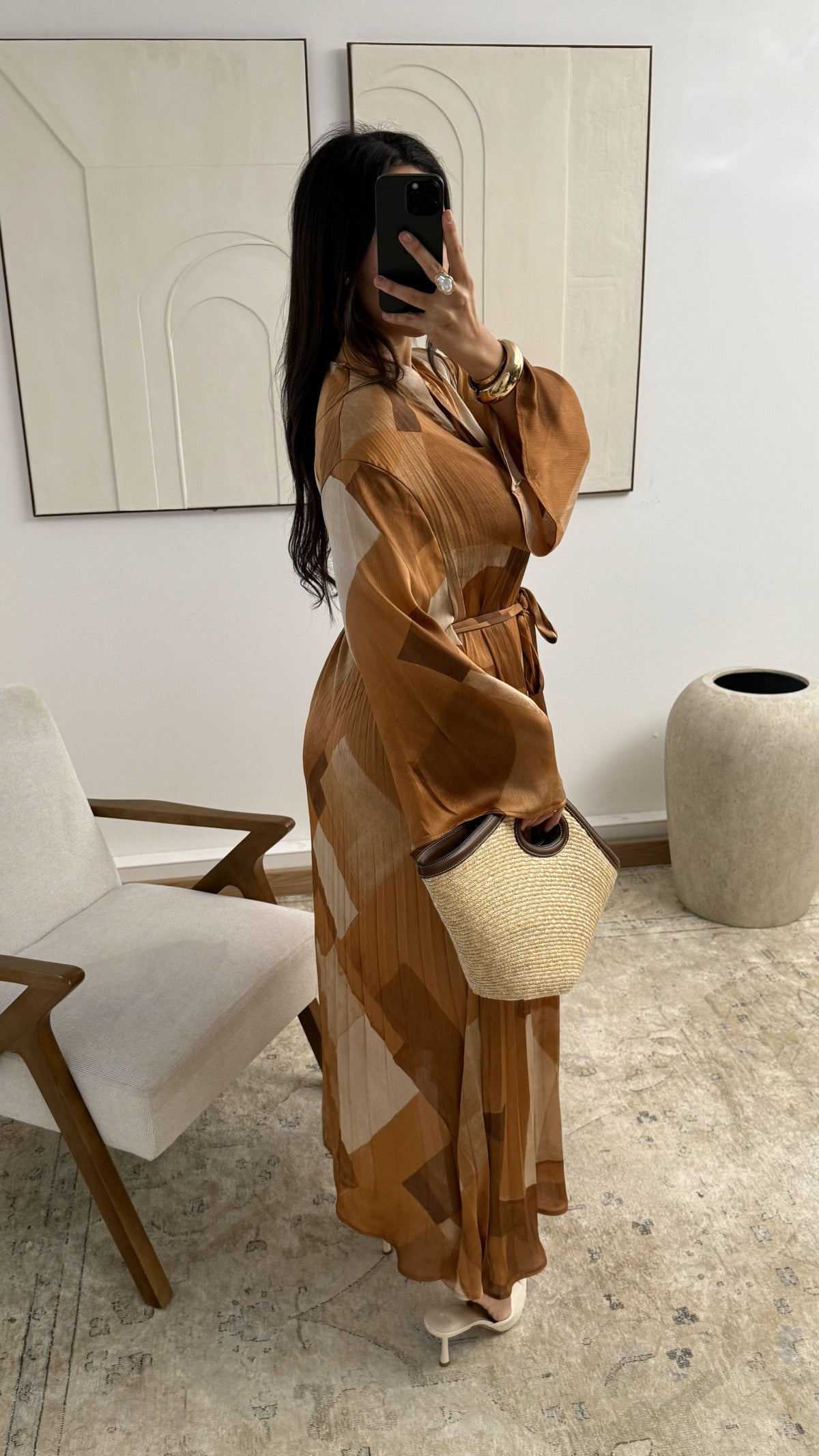 Robe longue plissée