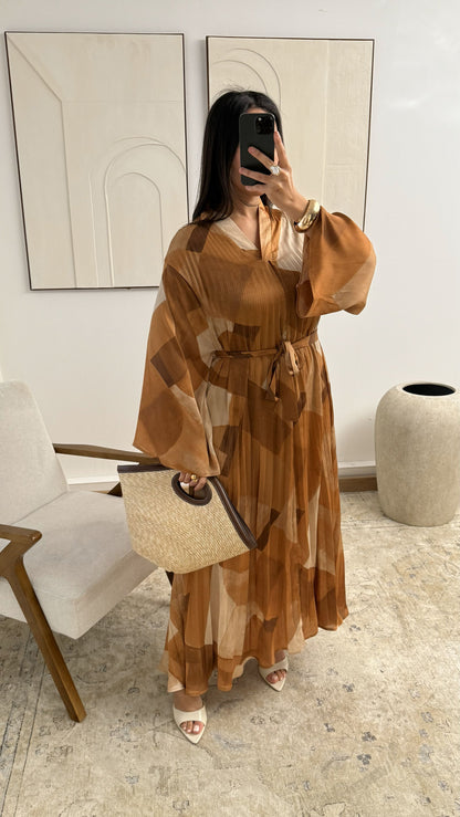 Robe longue plissée