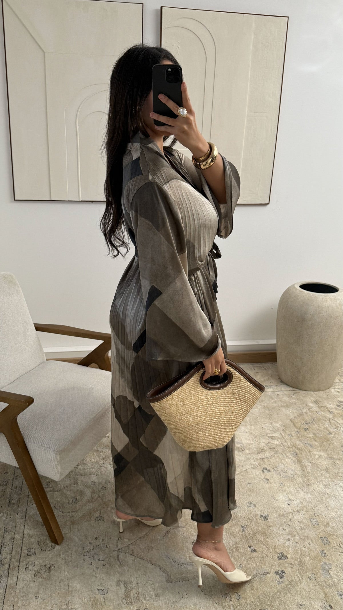 Robe longue plissée